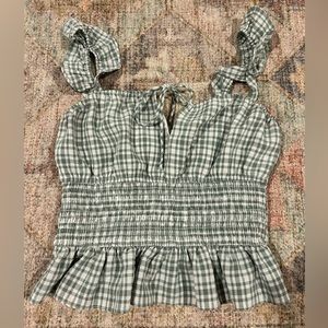 NORDSTROM WAYF PLAID PEPLUM TOP